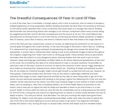 The Dreadful Consequences Of Fear In Lord Of Flies