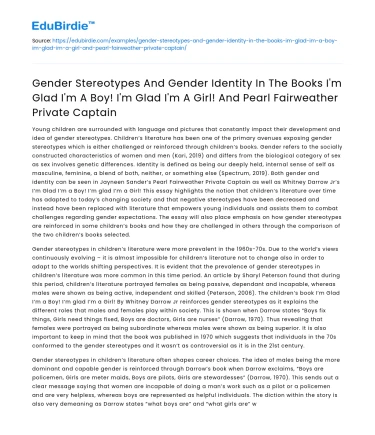 Gender stereotypes and identity in children’s books