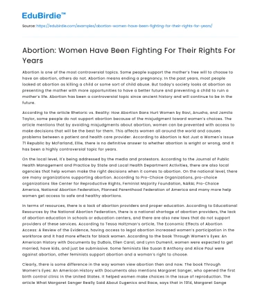 Abortion: Women Have Been Fighting For Their Rights For Years