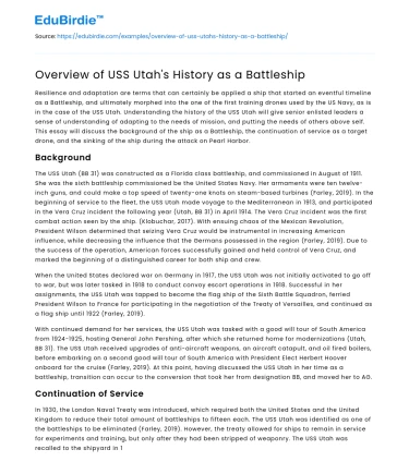 Overview of USS Utah’s History as a Battleship