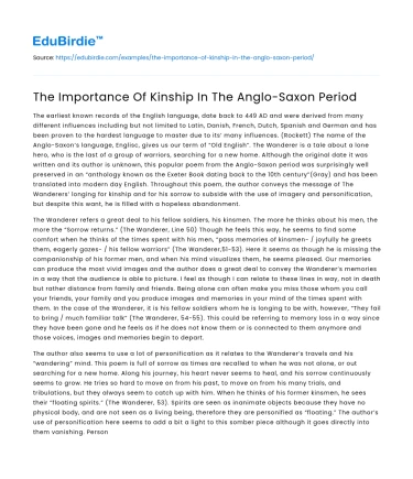 The Importance Of Kinship In The Anglo-Saxon Period