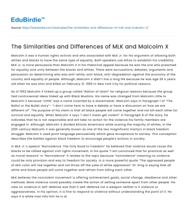 The Similarities and Differences of MLK and Malcolm X