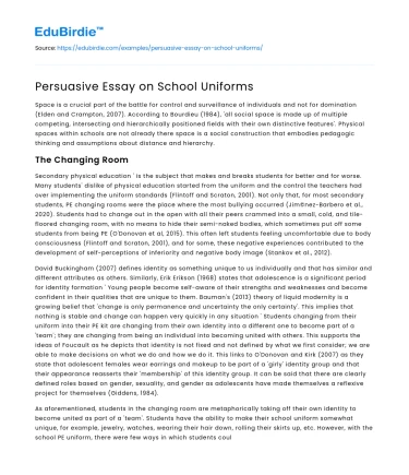 Persuasive Essay on School Uniforms