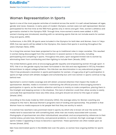 Women Representation In Sports