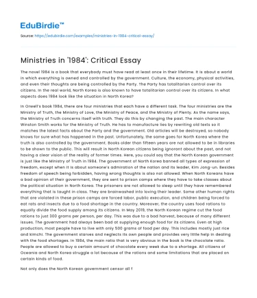 Ministries in ‘1984’: Critical Essay