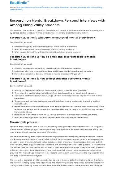 Mental Breakdown Among Klang Valley Students