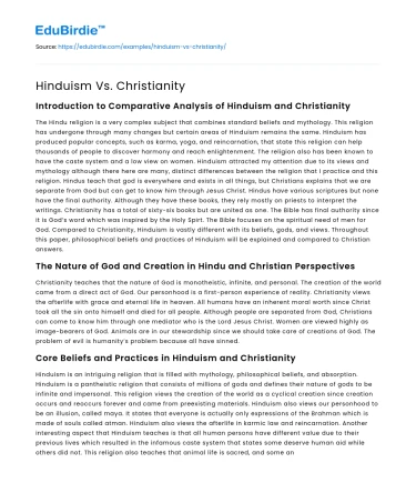 Hinduism Vs. Christianity