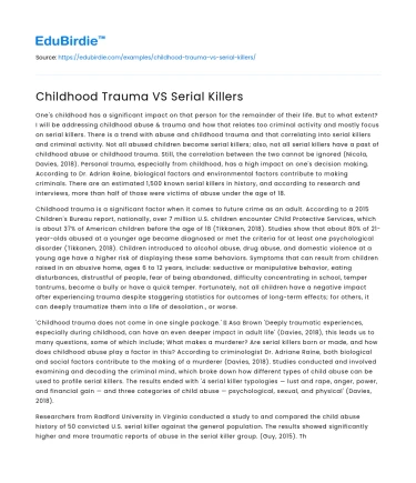 Childhood Trauma VS Serial Killers