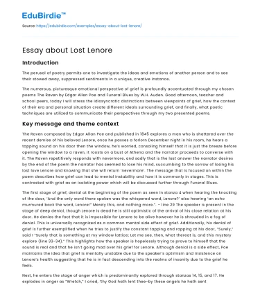 Essay about Lost Lenore