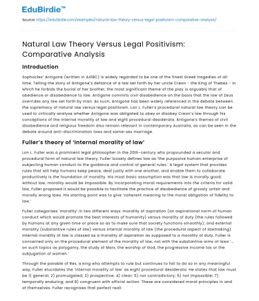 Natural Law Theory Versus Legal Positivism: Comparative Analysis