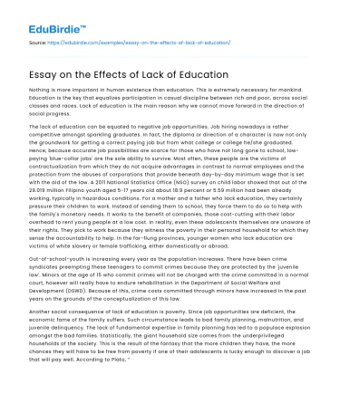 Essay on the Effects of Lack of Education
