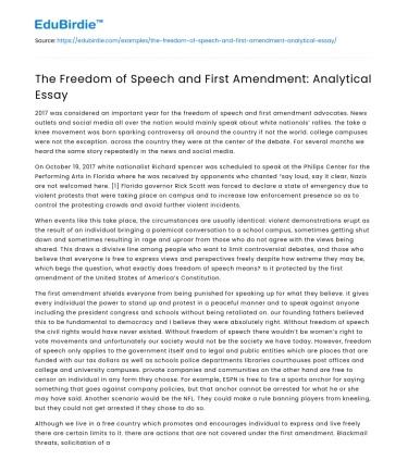 Freedom of Speech Under the First Amendment