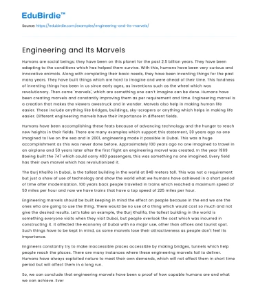 Engineering and Its Marvels