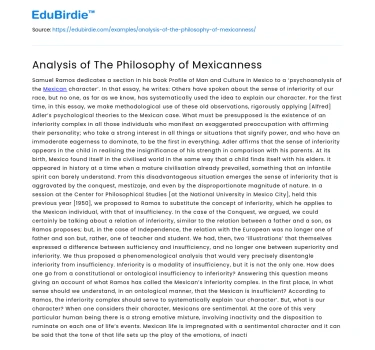 Analysis of The Philosophy of Mexicanness