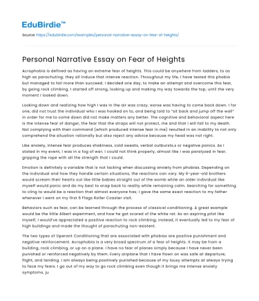 Confronting Acrophobia: A Personal Journey