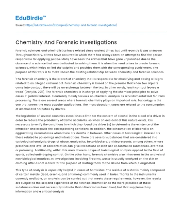 Chemistry And Forensic Investigations