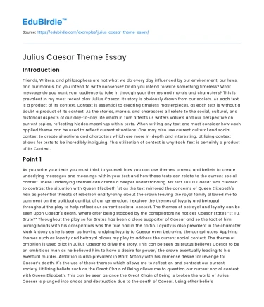 Julius Caesar Theme Essay