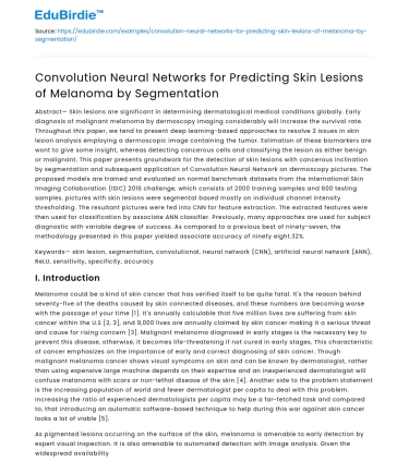 Skin Melanoma Prediction with CNN Segmentation