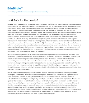 Is AI Safe for Humanity?