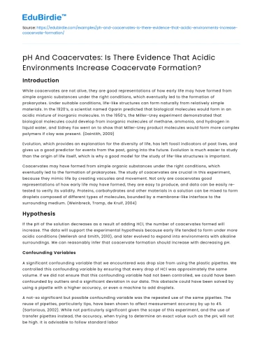 Do Acidic Environments Increase Coacervate Formation?