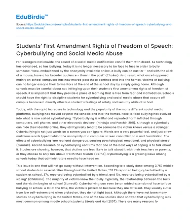 Students’ First Amendment Rights: Cyberbullying & Social Media