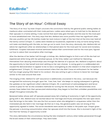 The Story of an Hour’: Critical Essay
