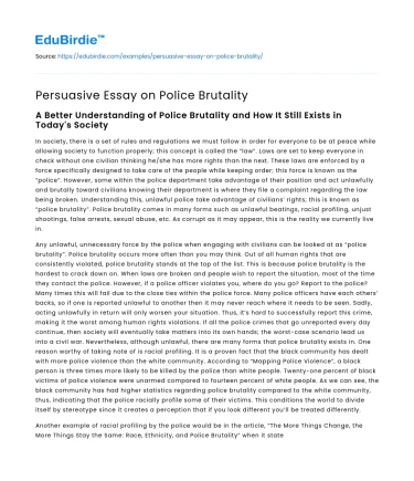 Persuasive Essay on Police Brutality