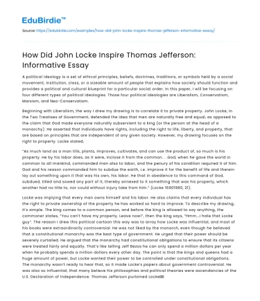 How Did John Locke Inspire Thomas Jefferson: Informative Essay