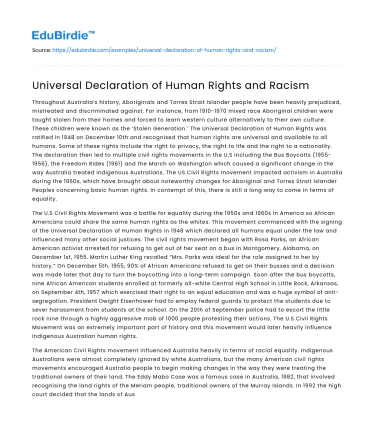Universal Declaration of Human Rights and Racism