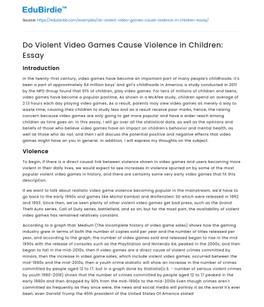 The Impact of Violent Video Games on Youth Behavior