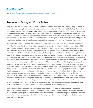 Research Essay on Fairy Tales