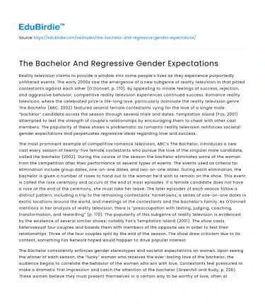 The Bachelor And Regressive Gender Expectations