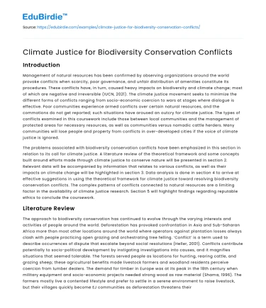Climate Justice for Biodiversity Conservation Conflicts