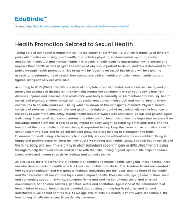 Health Promotion Related to Sexual Health