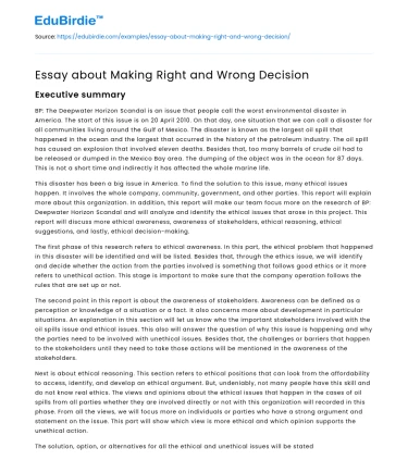 Essay about Making Right and Wrong Decision