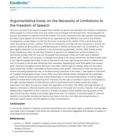 Freedom of Speech Should Have Limitations