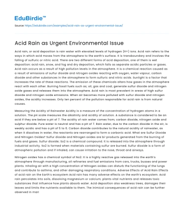 Acid Rain as Urgent Environmental Issue