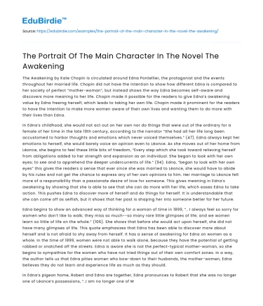 The Portrait Of The Main Character In The Novel The Awakening