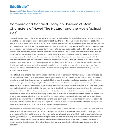 Heroism in ‘The Natural’ vs ‘School Ties’ Characters