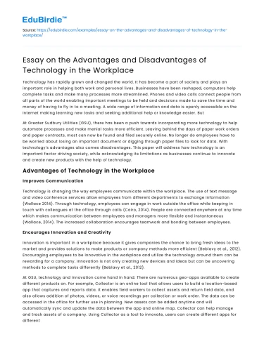 The Advantages and Disadvantages of Technology in the Workplace