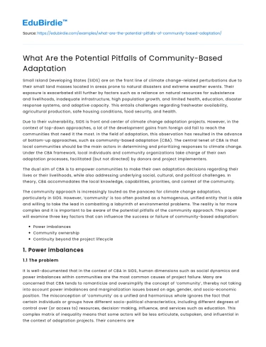 What Are the Potential Pitfalls of Community-Based Adaptation