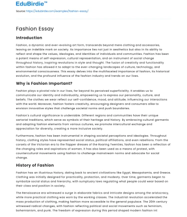 Fashion Essay