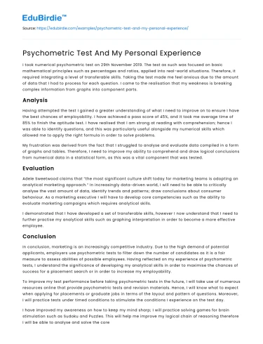 Psychometric Test And My Personal Experience