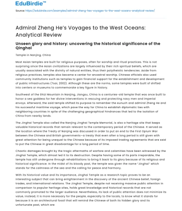 Admiral Zheng He’s Voyages to the West Oceans: Analytical Review