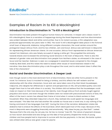 Examples of Racism in to Kill a Mockingbird