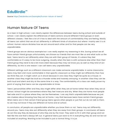 Human Nature Of Teens