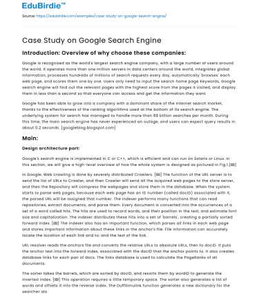 Case Study on Google Search Engine
