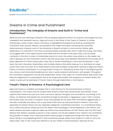 Dreams in Crime and Punishment