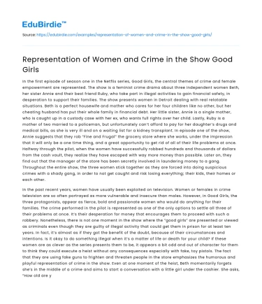 Representation of Women and Crime in the Show Good Girls