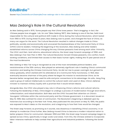 Mao Zedong’s Role in the Cultural Revolution